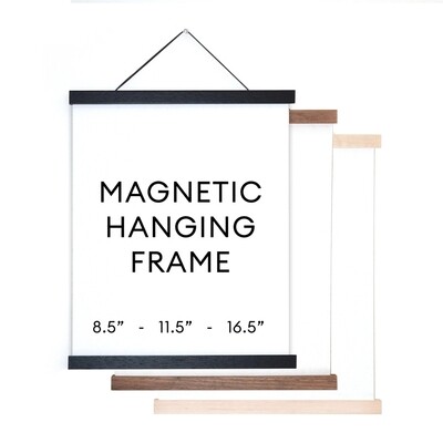 Magnetic Wood Hanging Poster Frame - 16.5&quot; / BLACK