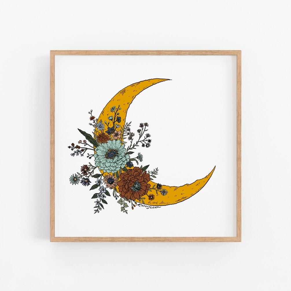 Lunar Bloom Art Print - 8&quot; x 8&quot;