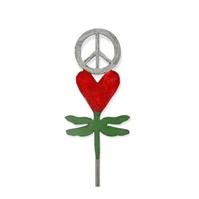 Dragonfly plant stake peace sign heart Valentines spring Eco Dragonfly plant stake peace sign heart Valentines spring Eco