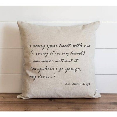 I Carry Your Heart Pillow Natural / 18&quot; x 18&quot;