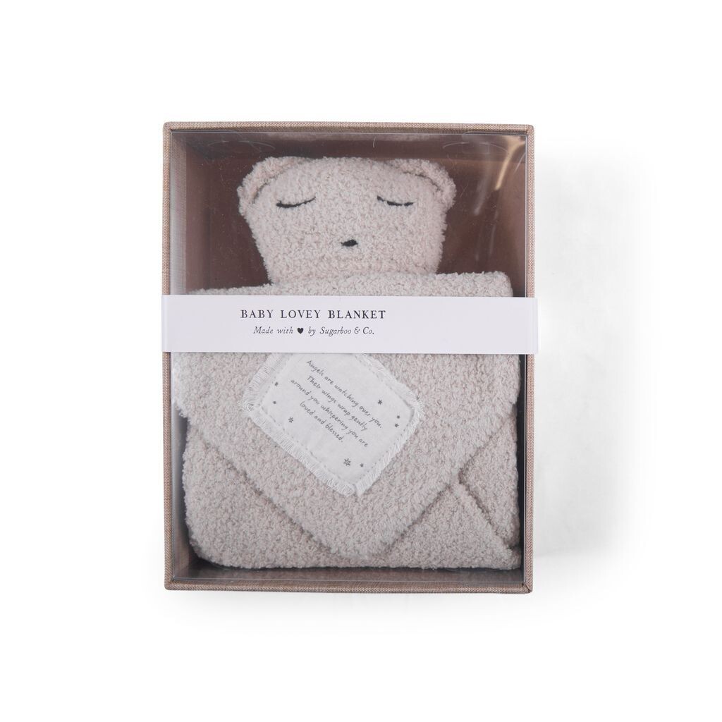 Bear Baby Lovey Blanket Angels Lt Taupe 16&quot; x 15&quot;