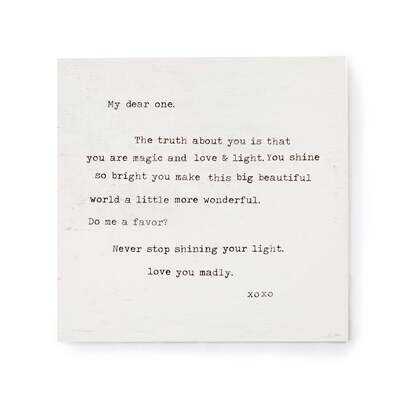 12"x12" Never Stop Shining (My Dear One) Art Poster 12"x12" Never Stop Shining (My Dear One) Art Poster
