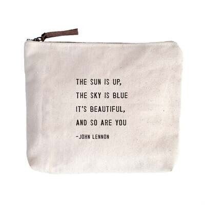 The Sun Is Up (John Lennon) Canvas Zip Bag - 8.5&quot;x7.5&quot;