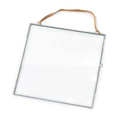 15 X 15 Glass And Zinc Frame W/brown Suede