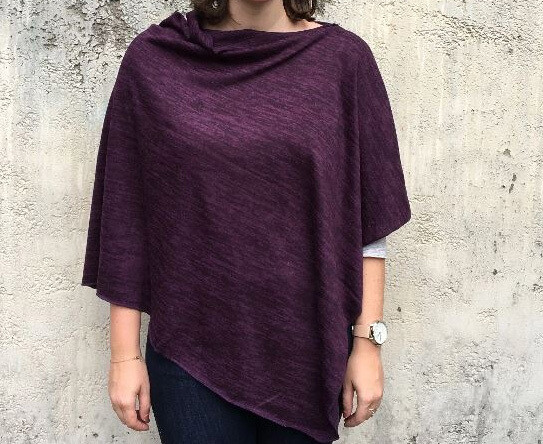 Heather Jersey Poncho - Purple