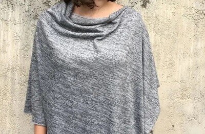 Heather Jersey Poncho - Grey