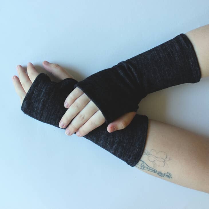 Heather Jersey Fingerless Gloves - GK138 | Black