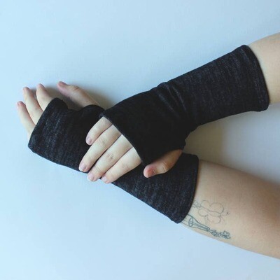 Heather Jersey Fingerless Gloves - GK138 | Black