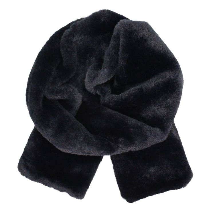 Faux Fur Oblong Scarf - 26 Black