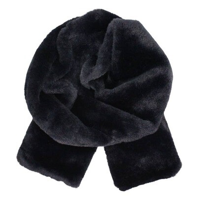 Faux Fur Oblong Scarf - 26 Black