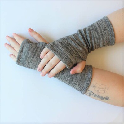Heather Jersey Fingerless Gloves - GK115 | Grey