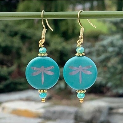 Etched Dragon fly Turquoise