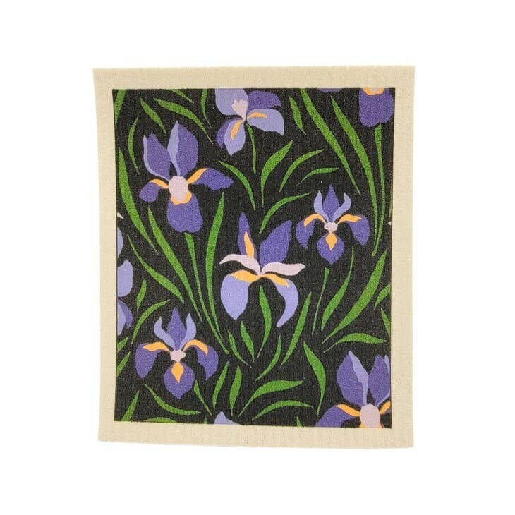 Purple Lily Pattern Swedish Dishcloth - Kitchen Dish Cloth Purple Lily Pattern Swedish Dishcloth - Kitchen Dish Cloth