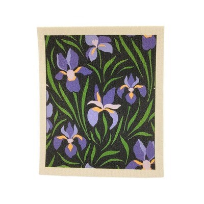 Purple Lily Pattern Swedish Dishcloth - Kitchen Dish Cloth