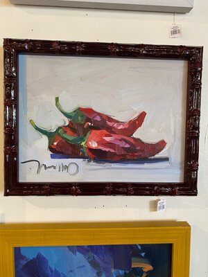 Drying Peppers Original Oil Canvas 12x9