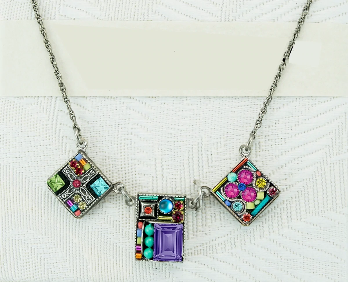 8739-MC Geometric 3 Square Necklace