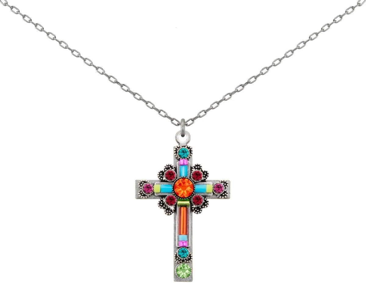 8795-MC Large Ornate Cross Necklace
