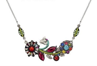 8950-MC Botanical Flower Necklace-Multicolor