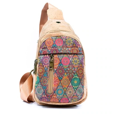 Printed Cork Women's Chest Bag Sling Bag BAG-2285 - C Printed Cork Women's Chest Bag Sling Bag BAG-2285 - C