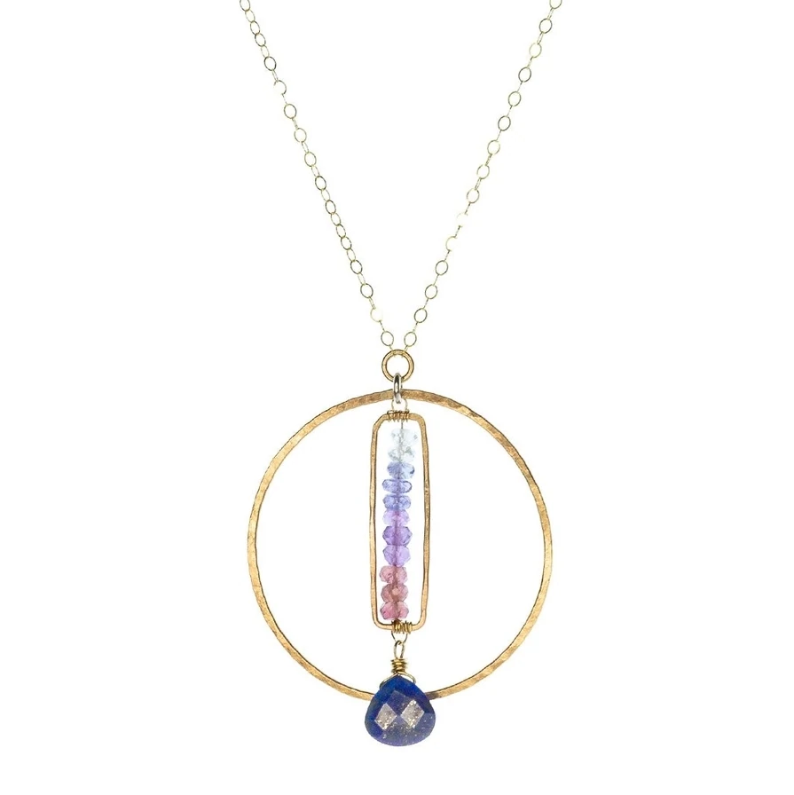 Orchid Meadow Necklace Lapis/Bl topaz, tanzanite, amethyst, pink tourmaline 14K GF  Orchid Meadow Necklace Lapis/Bl topaz, tanzanite, amethyst, pink tourmaline 14K GF