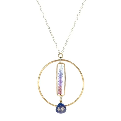 Orchid Meadow Necklace Lapis/Bl topaz, tanzanite, amethyst, pink tourmaline 14K GF  Orchid Meadow Necklace Lapis/Bl topaz, tanzanite, amethyst, pink tourmaline 14K GF