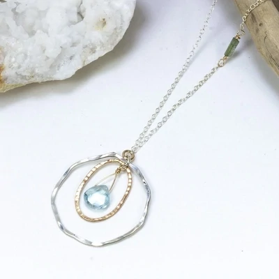 Crystal Spring Necklace Blue Topaz/tourmaline 14K GF/SS  Crystal Spring Necklace Blue Topaz/tourmaline 14K GF/SS