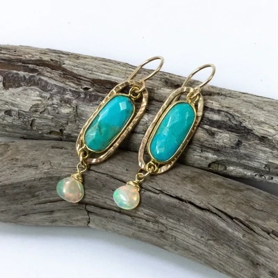 Summer Wanderlust Earrings Turquoise/Ethiopian Opal 14K GF w/vermeil Summer Wanderlust Earrings Turquoise/Ethiopian Opal 14K GF w/vermeil