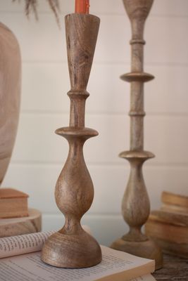 MANGO WOOD CANDLE STANDS SMALL