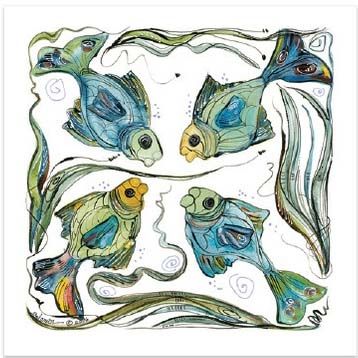 Fish Napkins S/2 (White)