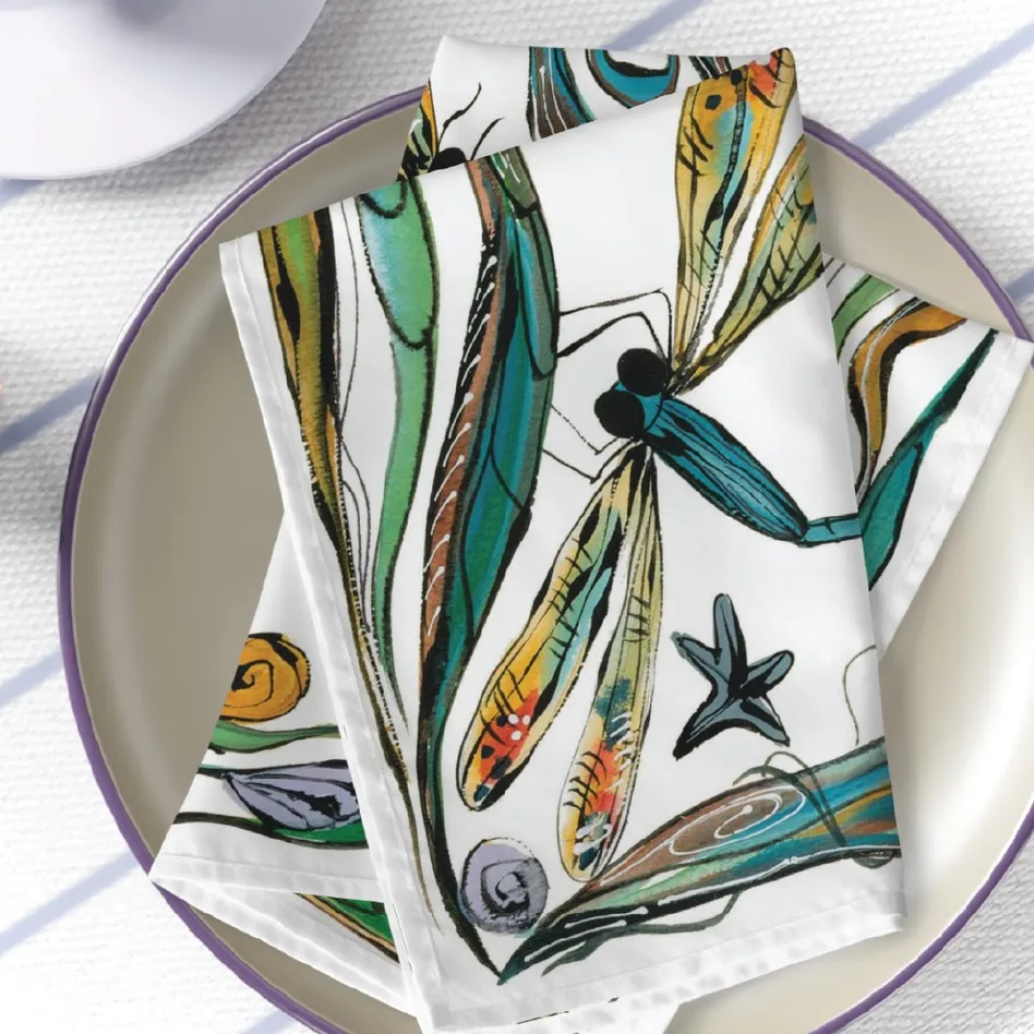 Dragonfly Napkins S/2 (White)