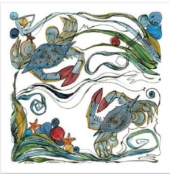 Crab Napkins S/2 (White)