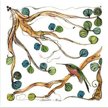 Hummingbird Napkins S/2 (White)