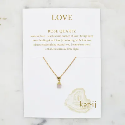 Healing Stone Necklace on Cards - Rose Quartz (Love)