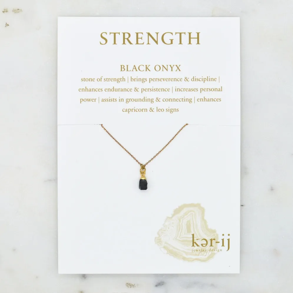Healing Stone Necklace on Cards - Black Onyx (Strength)
