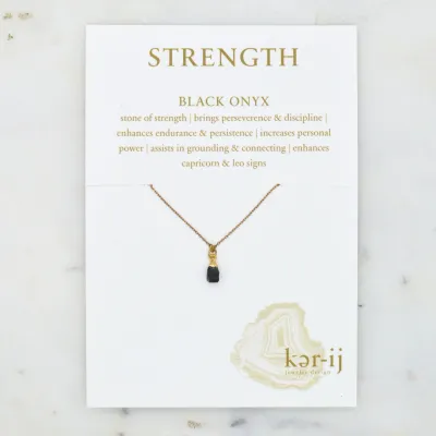 Healing Stone Necklace on Cards - Black Onyx (Strength)