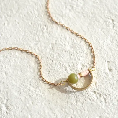 Amelia Necklace - Olive Jade