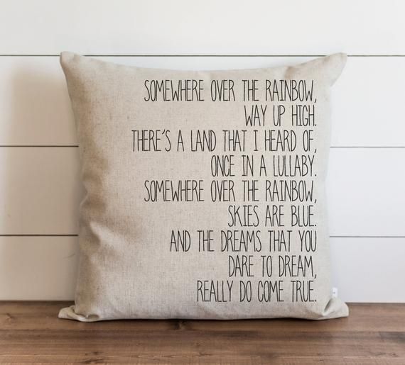 Somewhere Over The Rainbow Pillow - 18 x 18 Natural
