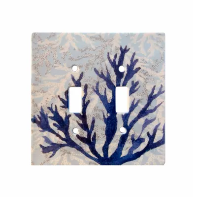 Double Ceramic Switch Plate - Ocean Coral