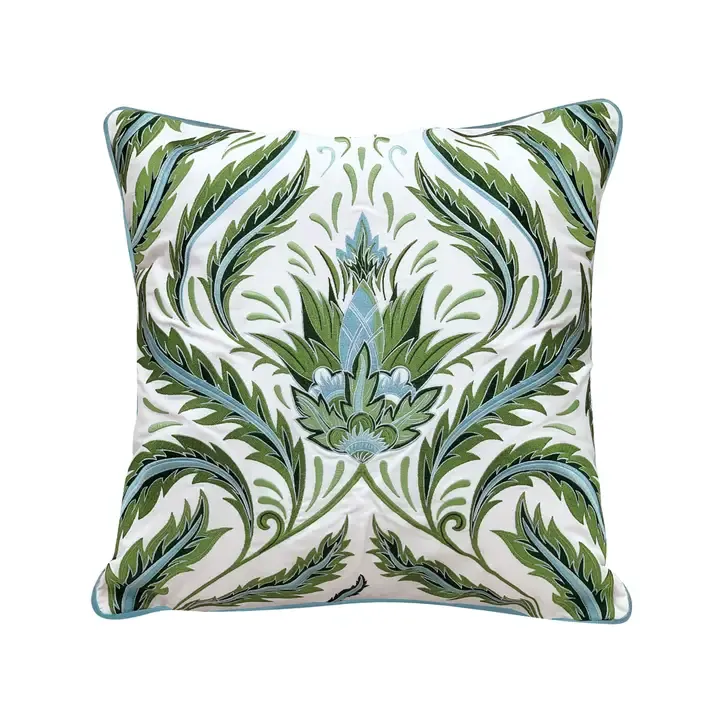 Green Morris Thistle Botanical Indoor/Outdoor Pillow