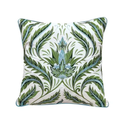 Green Morris Thistle Botanical Indoor/Outdoor Pillow