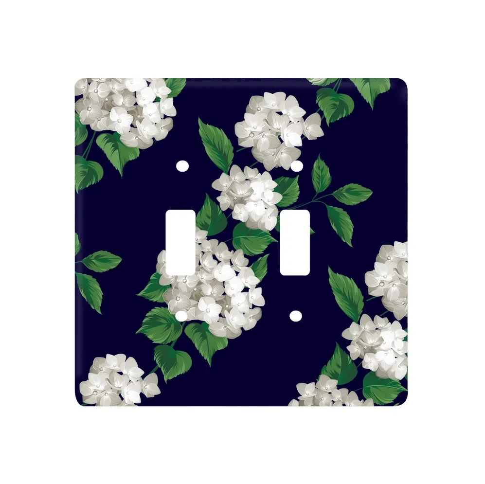 White Hydrangea Double Switch Wall Floater Plate
