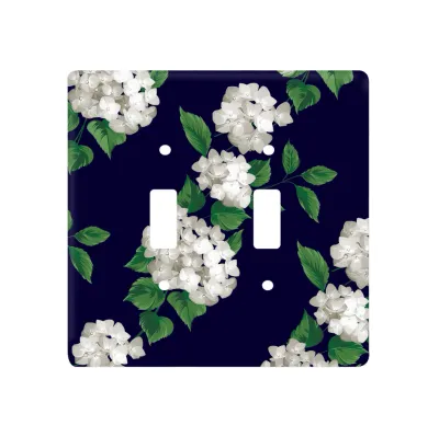 White Hydrangea Double Switch Wall Floater Plate