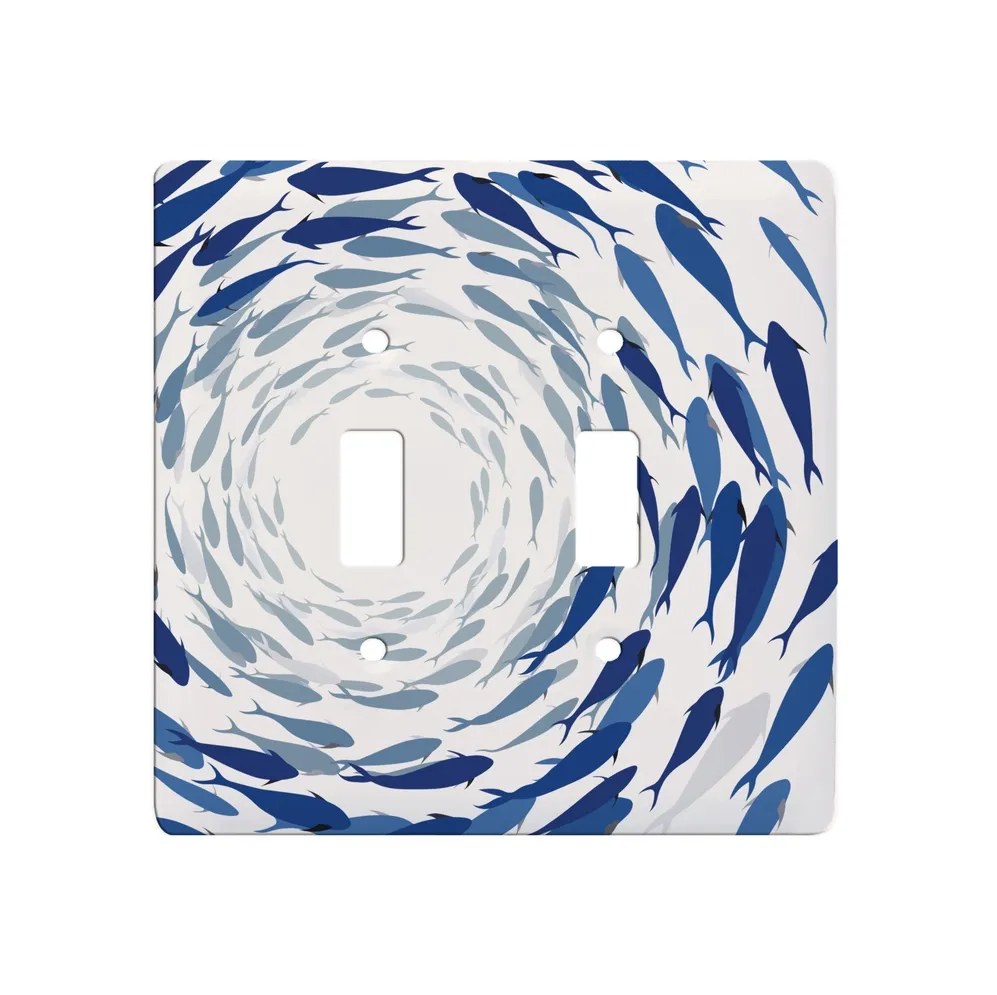 Azure Fish School Ceramic Double Switch Wall Floater Plate