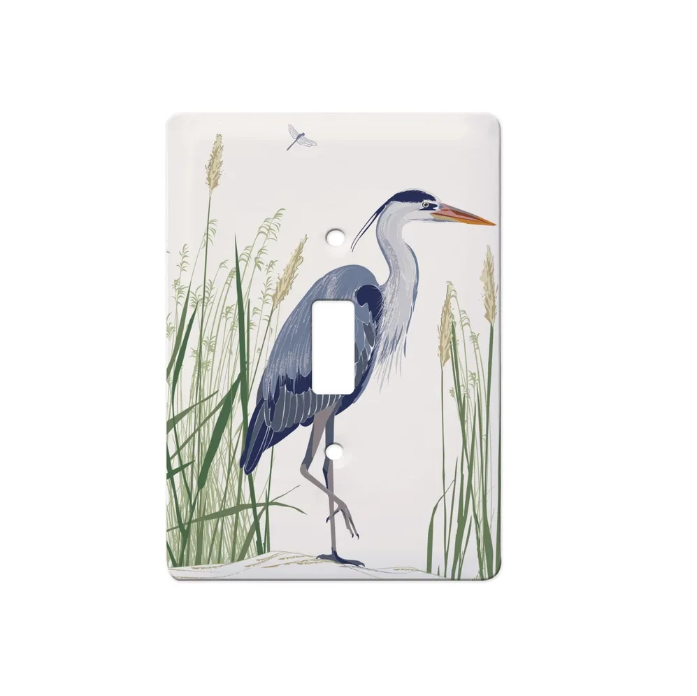 Great Blue Heron Ceramic Single Switch Wall Floater Plate