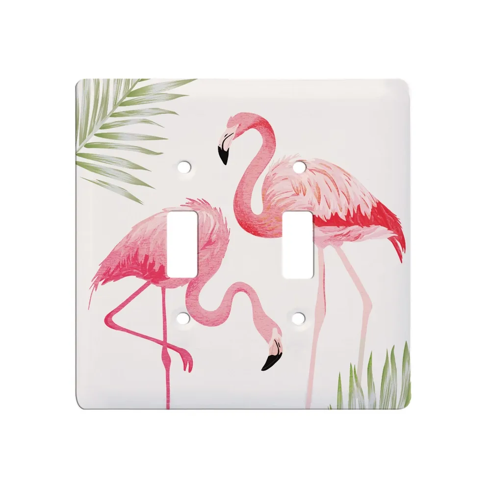 Pink Flamingos Ceramic Double Switch Wall Floater Plate