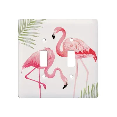Pink Flamingos Ceramic Double Switch Wall Floater Plate