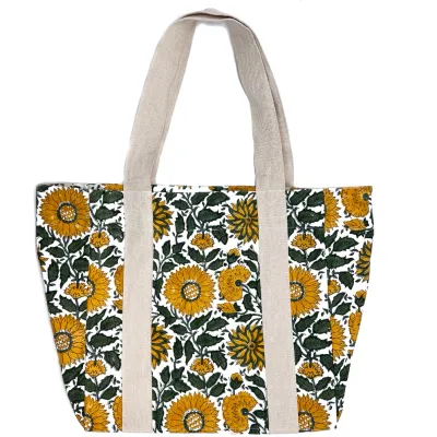 Block Printed Canvas Bag - Radiant Sunflower