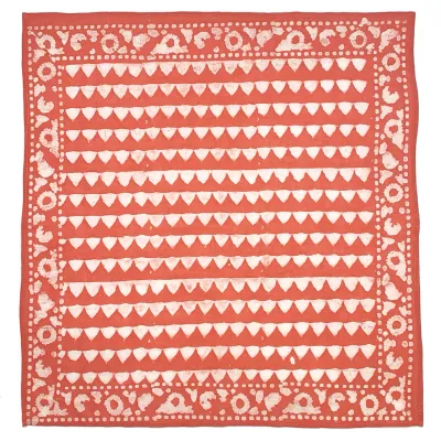 Block-Printed Cotton Bandana Red Orange