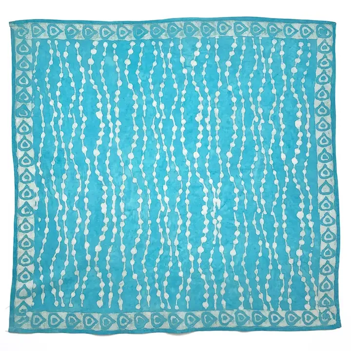 Block-Printed Cotton Bandana Aqua
