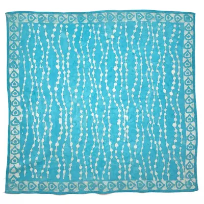Block-Printed Cotton Bandana Aqua